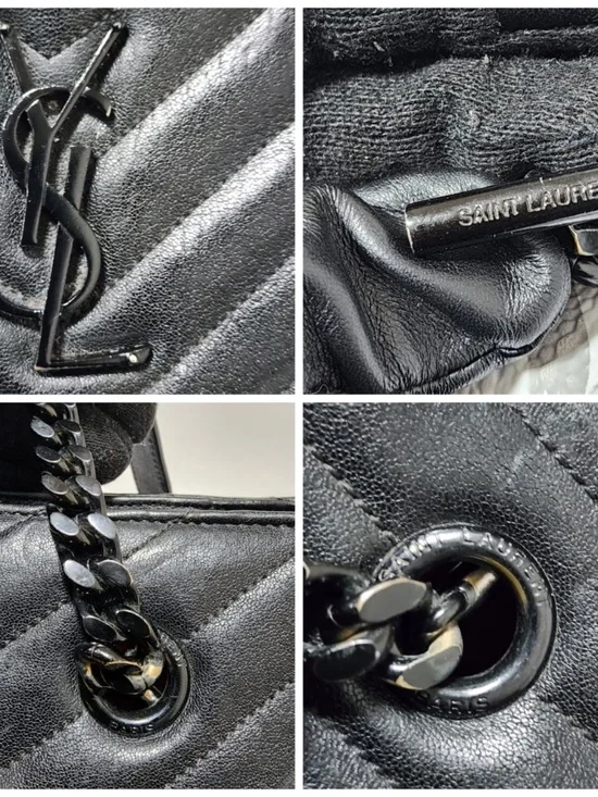 Authentic Saint Laurent Sheepskin Matelasse Chevron Slim Monogram Shopping Bag - Picture 9 of 12